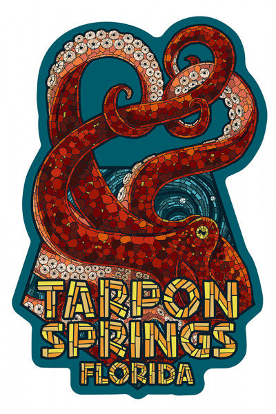 Tarpon Springs, FL - Mosaic Octopus Die-Cut Sticker
