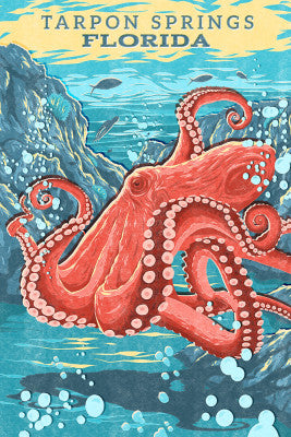 Tarpon Springs, Florida -Kraken Wood Magnet