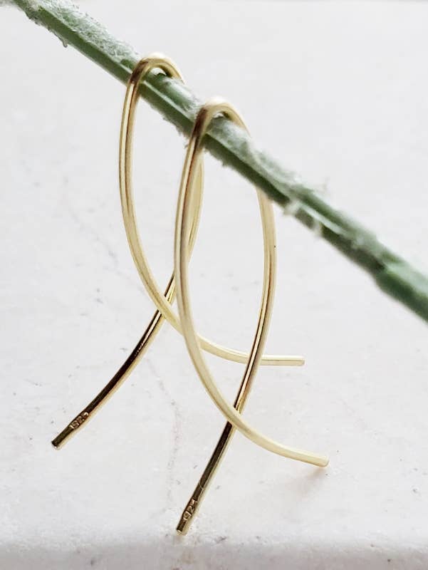 Gold Infinity Wishbone Threader Hoop Earrings - Small