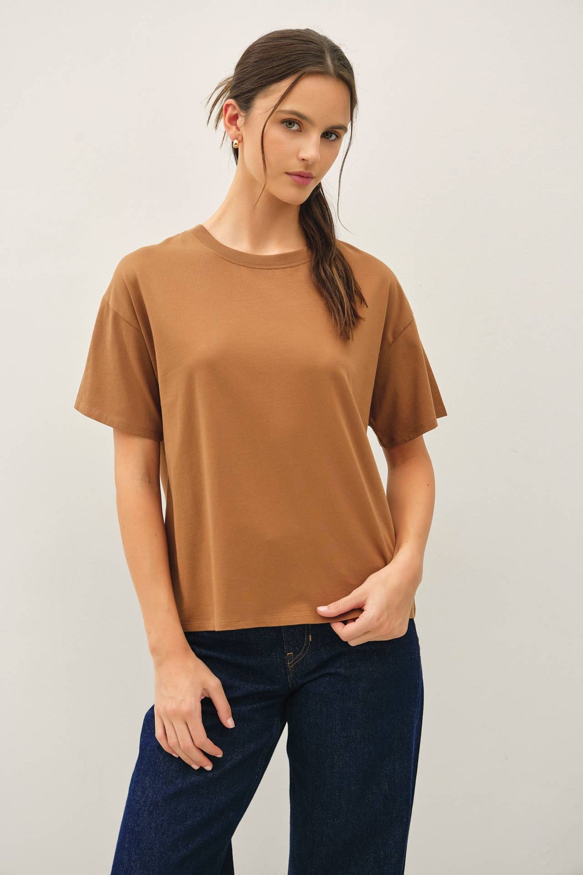 COTTON JERSEY OVERSIZED CROP T-SHIRTS