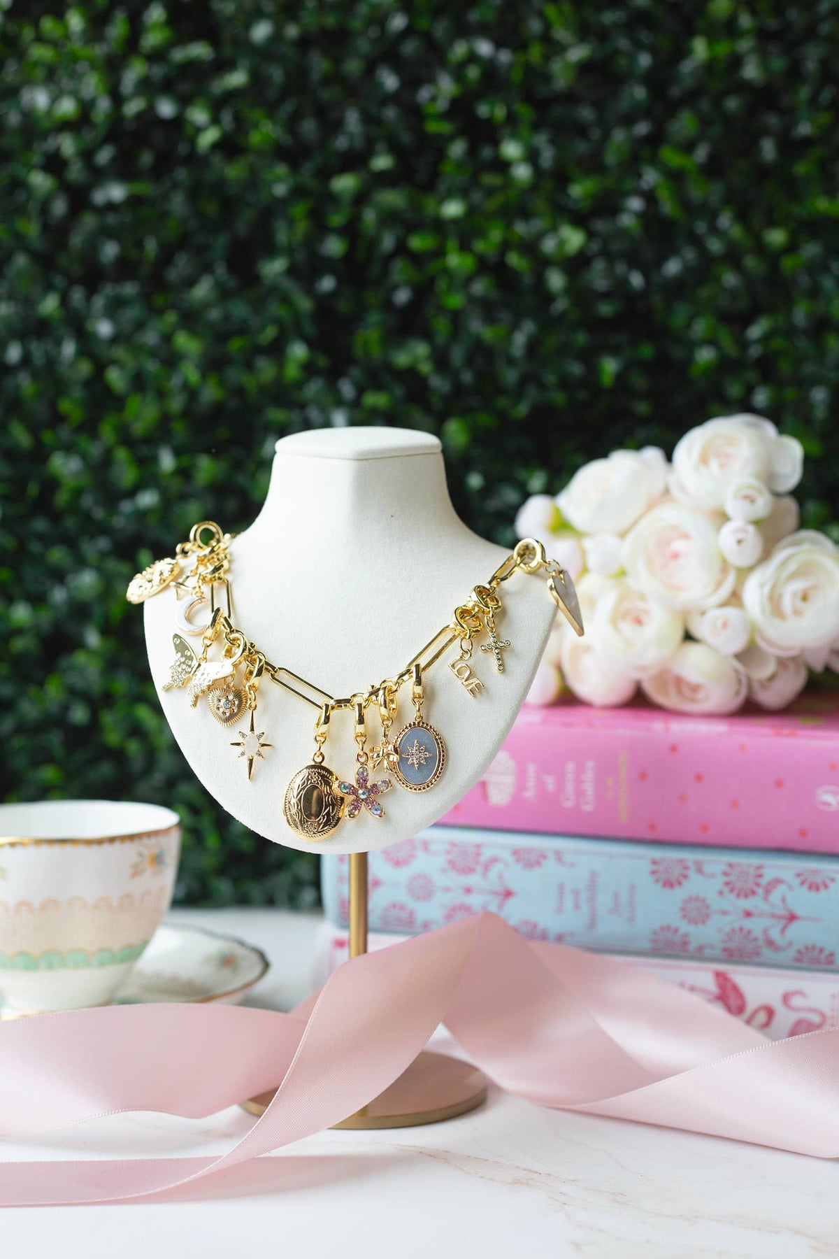 Bow Charm, Gold, Charm Bar | Charm Necklace, Bag Charm