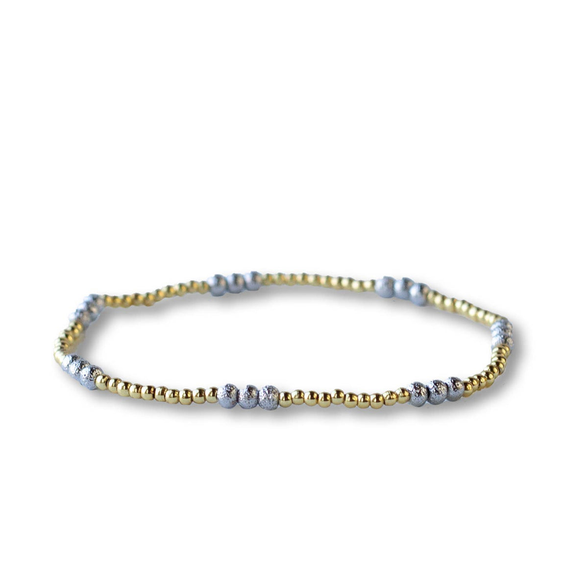 Gold Beaded Bracelets-Trio, Mixed Metals, Gilded Stretch