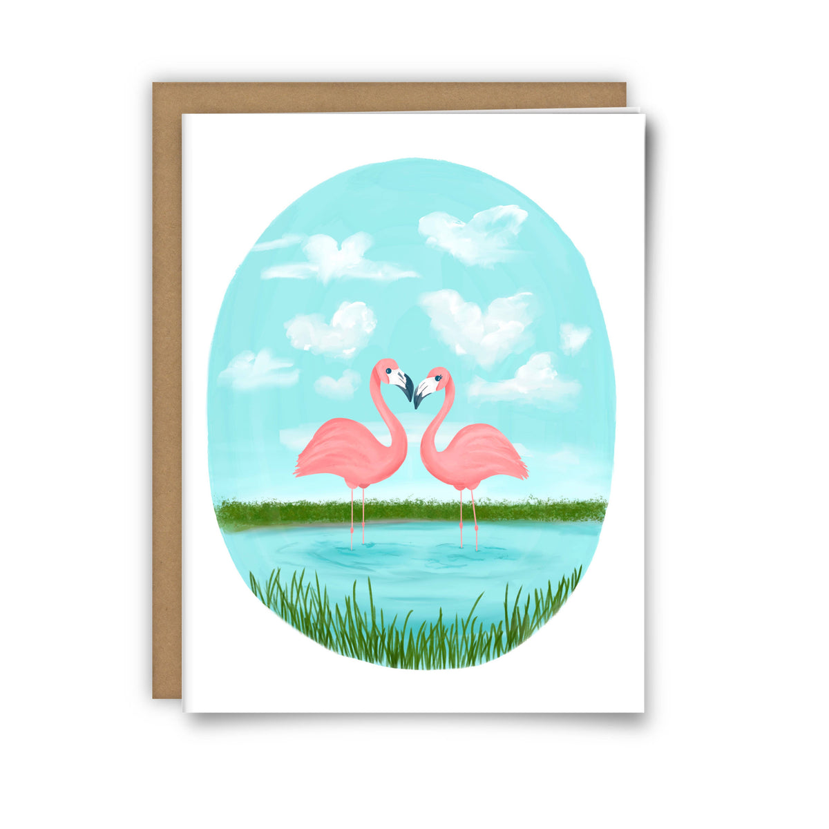 Flamingo Valentine Card, Love Card, Coastal Valentine