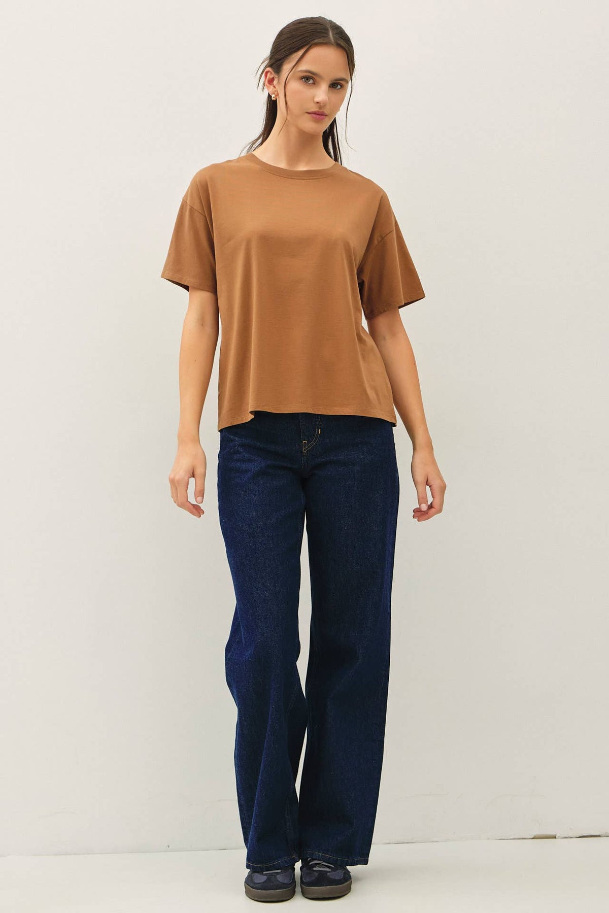 COTTON JERSEY OVERSIZED CROP T-SHIRTS