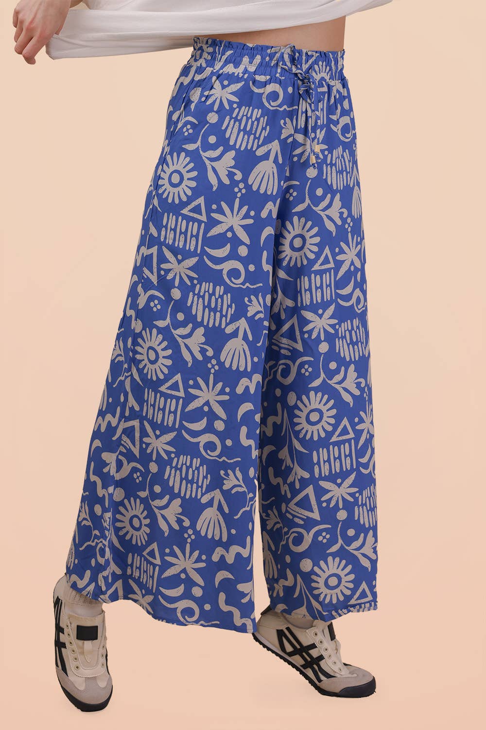 NP70715 - Printed Wide Leg Long Pants