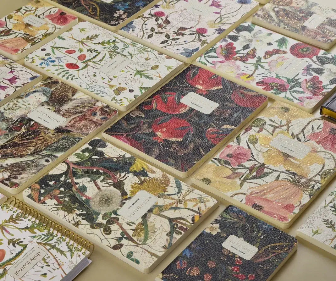 Vegan Leather A5 Notebook - Symmetrical Flora