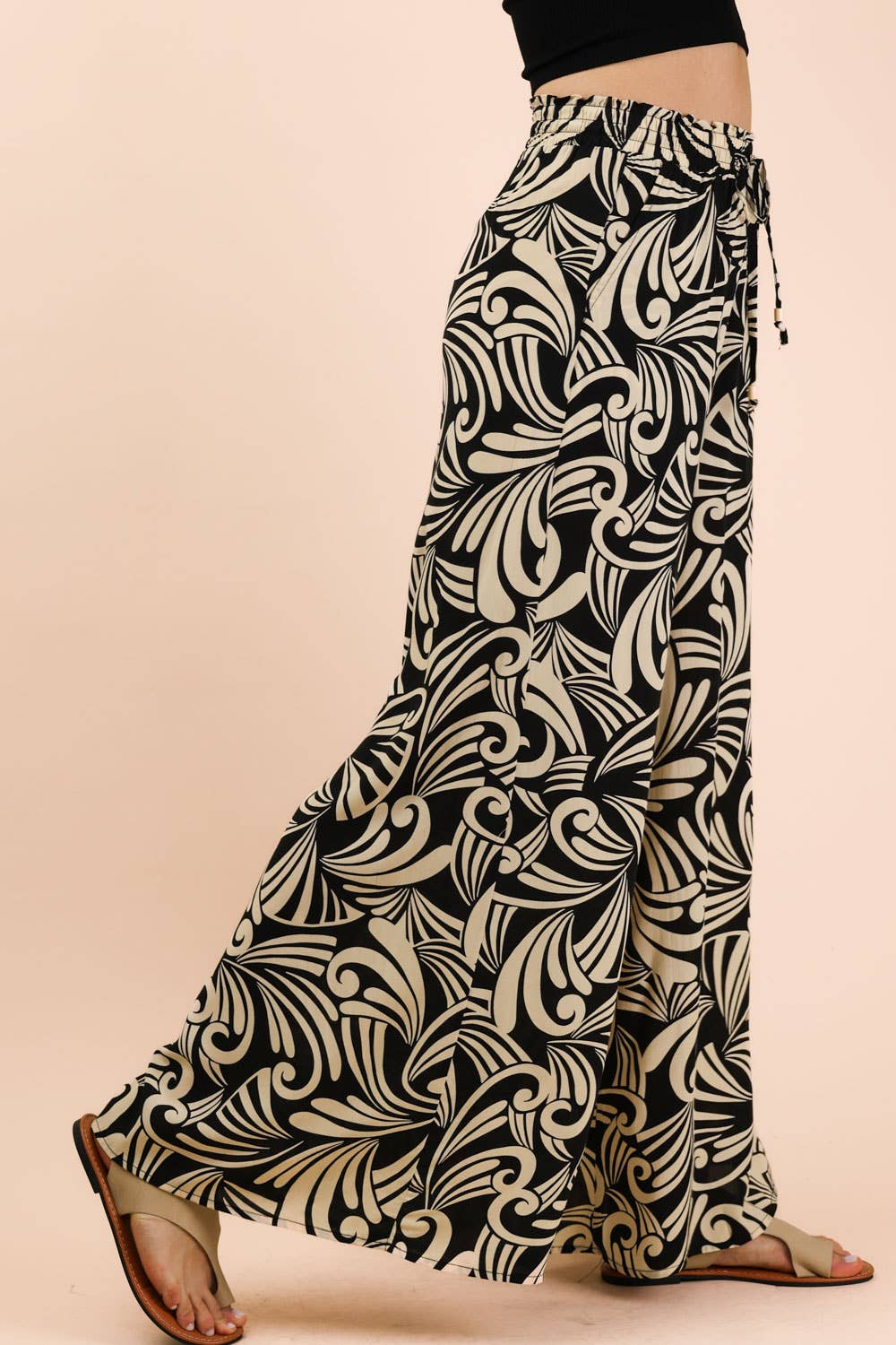 NP70715 - Printed Wide Leg Long Pants