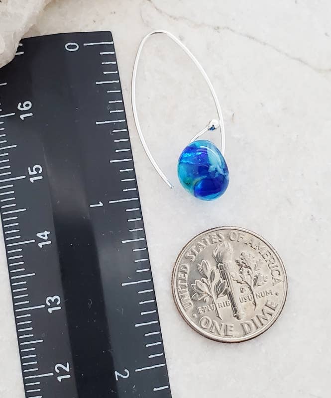 Curled Marquis Earrings in Azure Blue