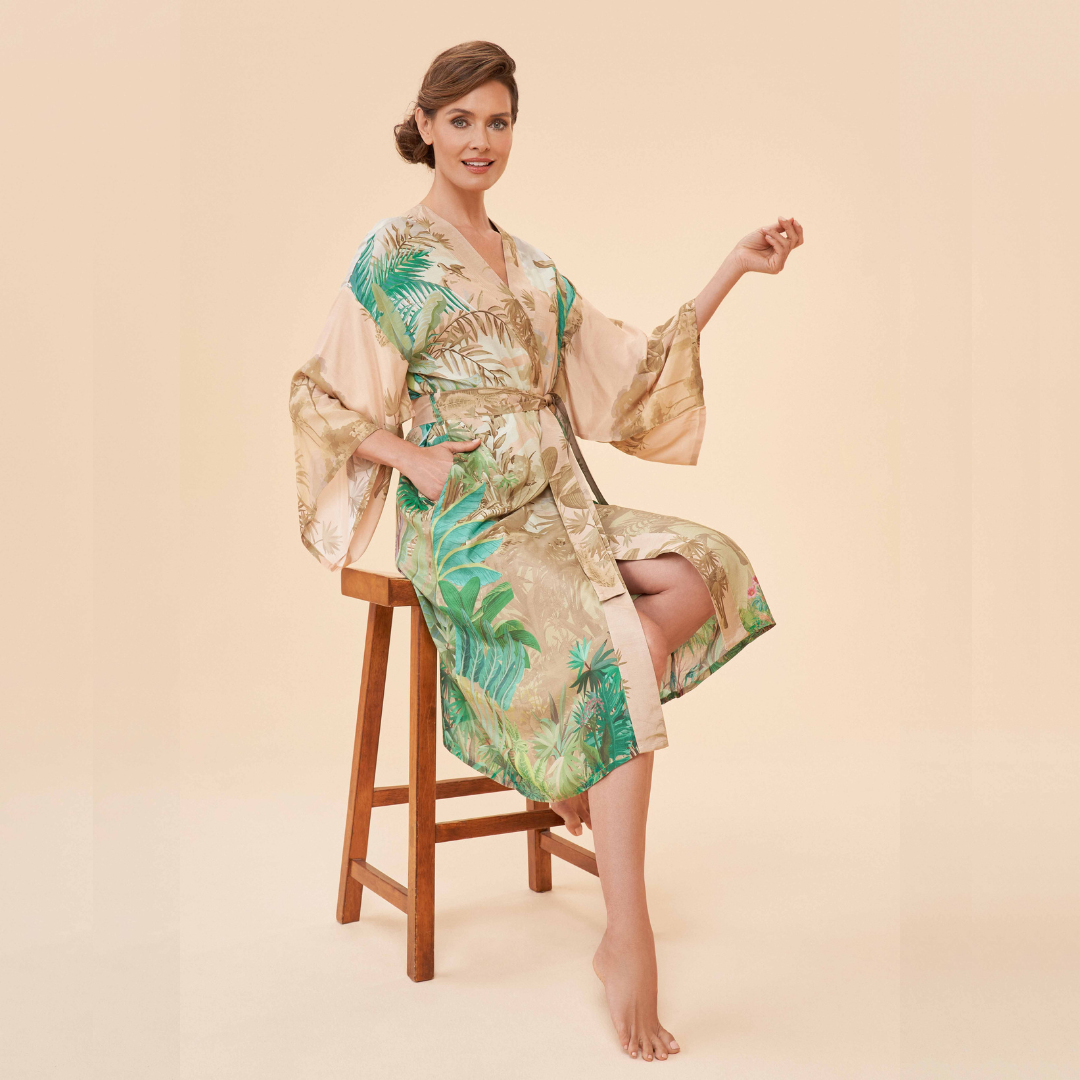 Oasis Kimono Gown in Coconut