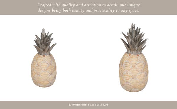 Polyresin Seashell Pineapple Decor Sculpture - Multi, 12 in.