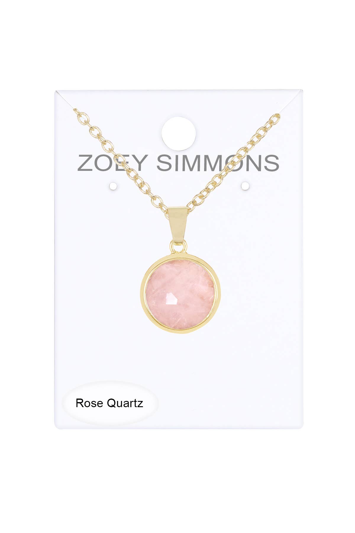 Rose Quartz Round Pendant Necklace - GF