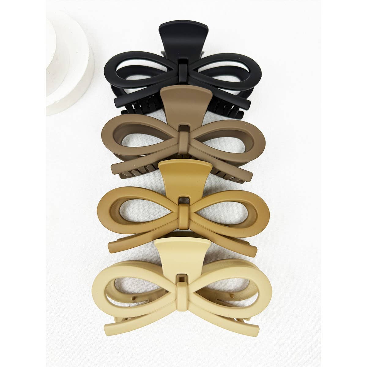 Matte Jumbo Knotted Bow in Neutral Color Hair Claw