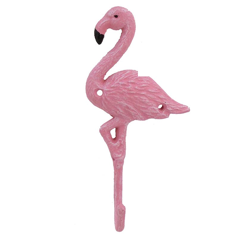 8" Pink Flamingo Cast Iron Wall Hook