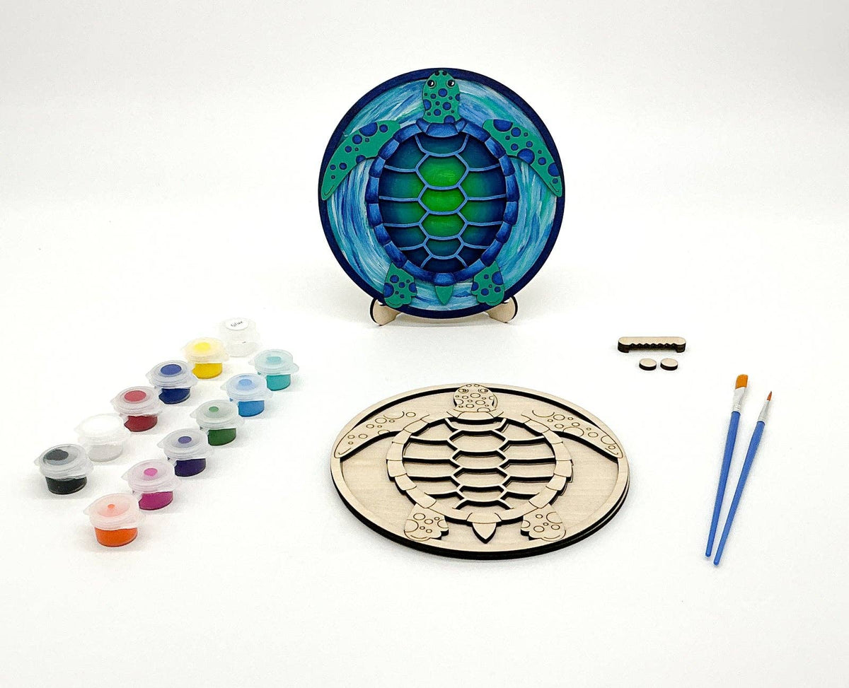 Layered Sea Turtle 3D Art | DIY Wood Craft Kit for Adults | Unique Nautical Wall Art