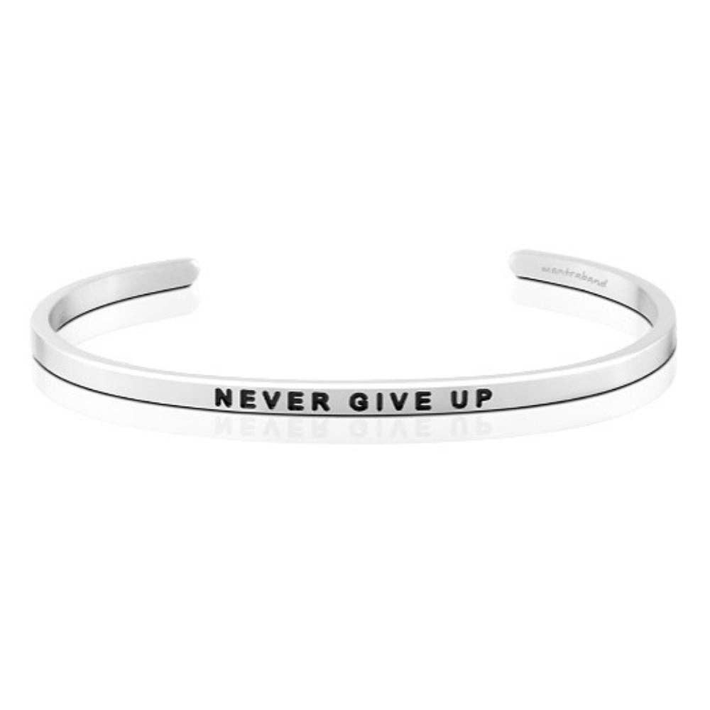 Never Give Up - inspirational mantraband® cuff bracelet