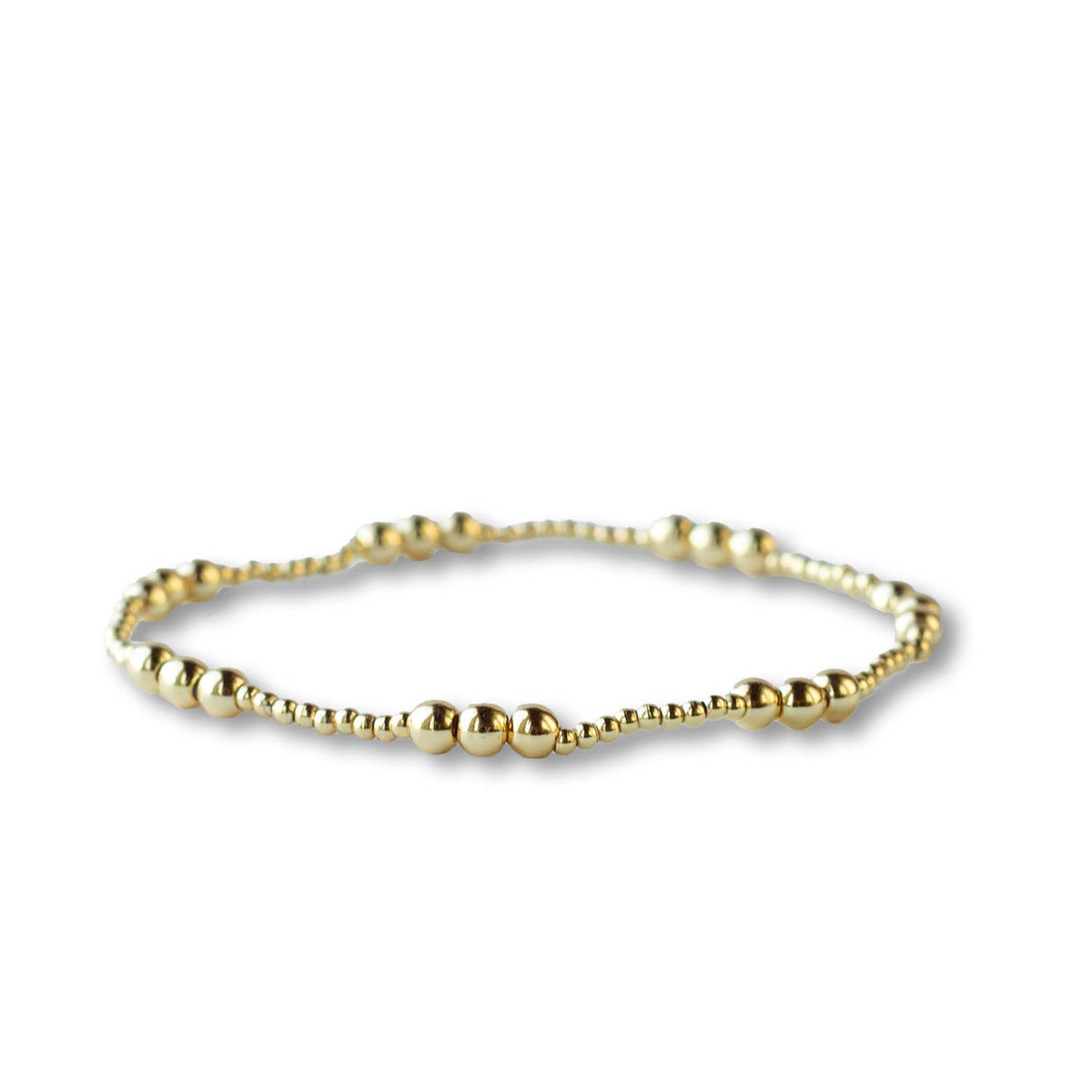 Gold Beaded Bracelets-Trio, Smooth, Gilded Stretch Bracelets