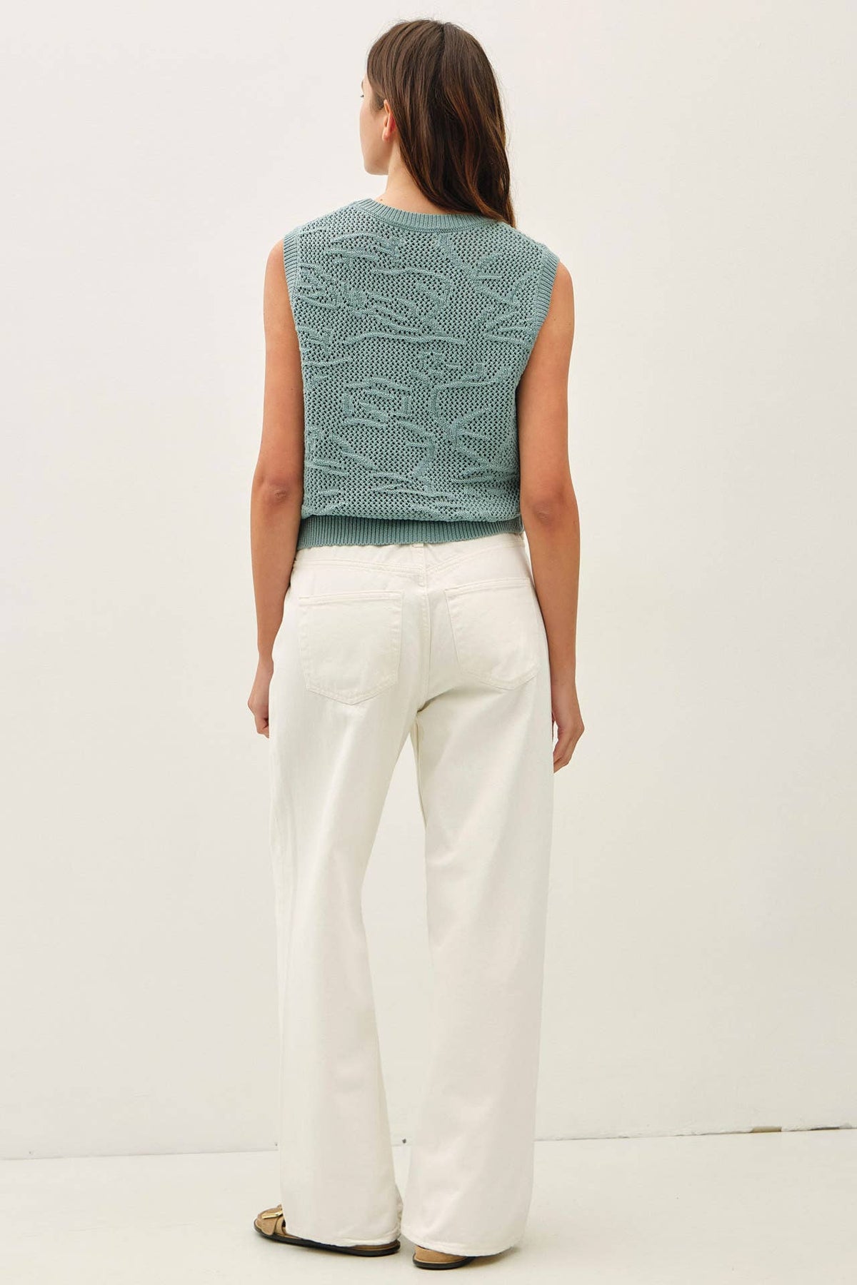 FLORAL PATTERN CROCHET SWEATER TOP