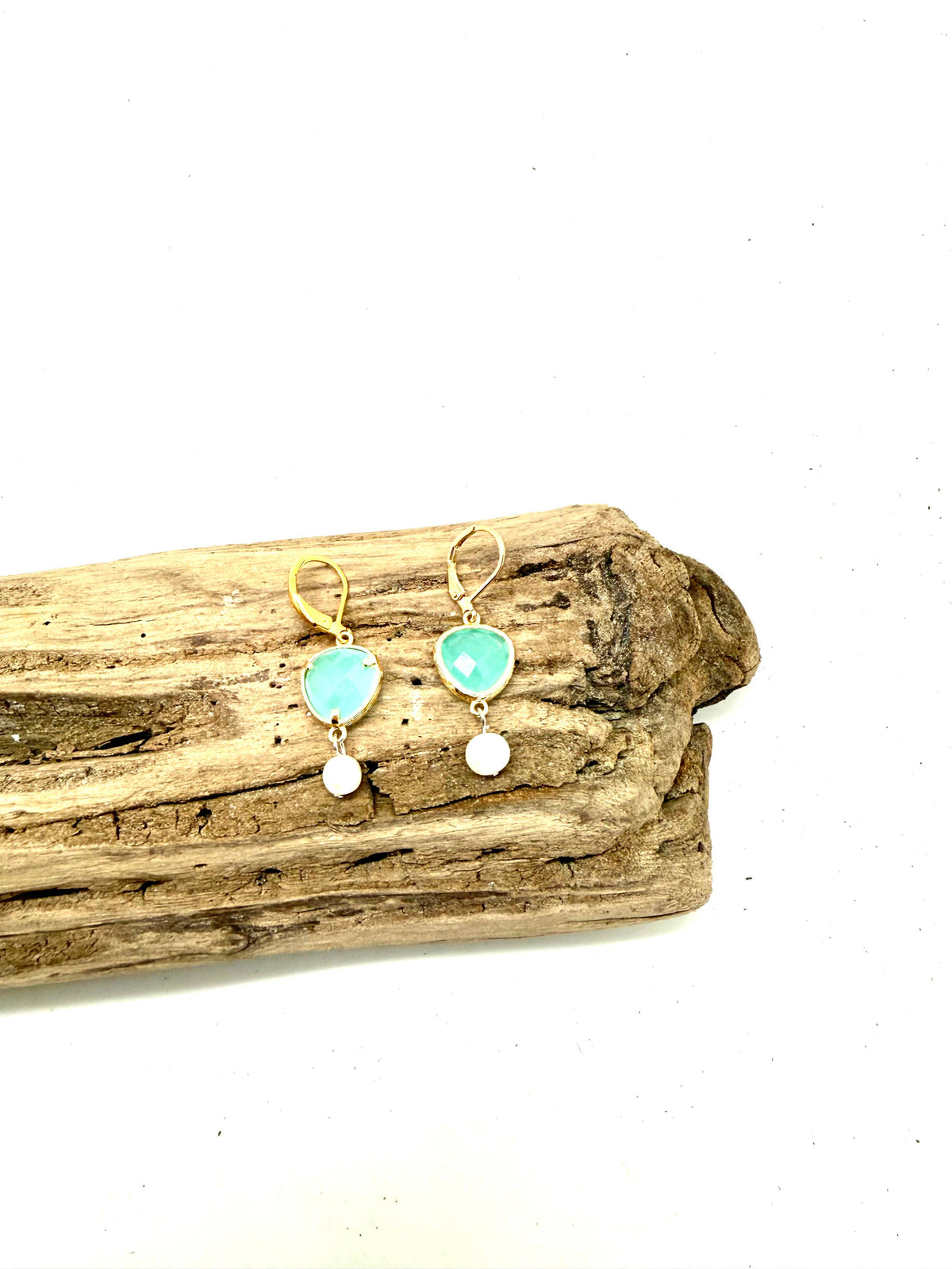 Earring Springfire Glass with Freshwater Pearl CloseDropGold
