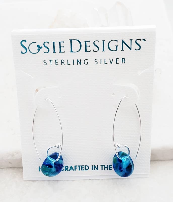 Curled Marquis Earrings in Azure Blue