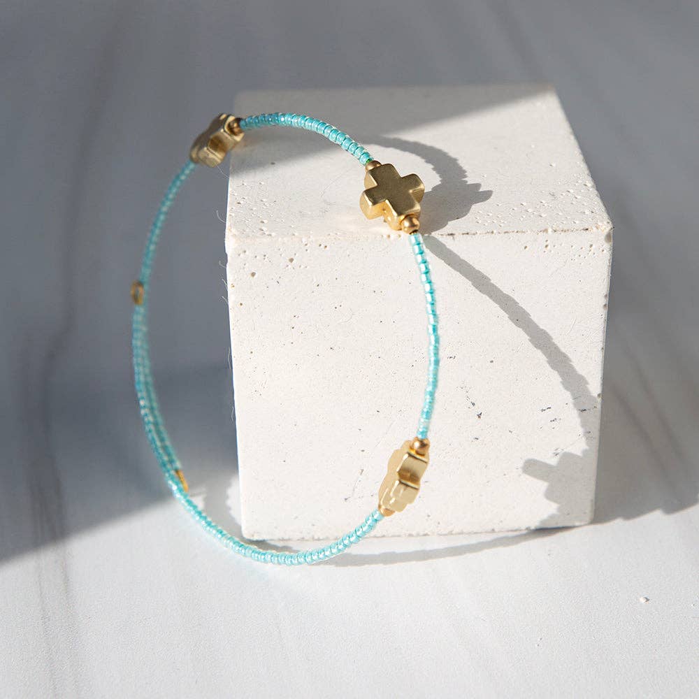 Faithful Cross Bangle-Turquoise | Christian