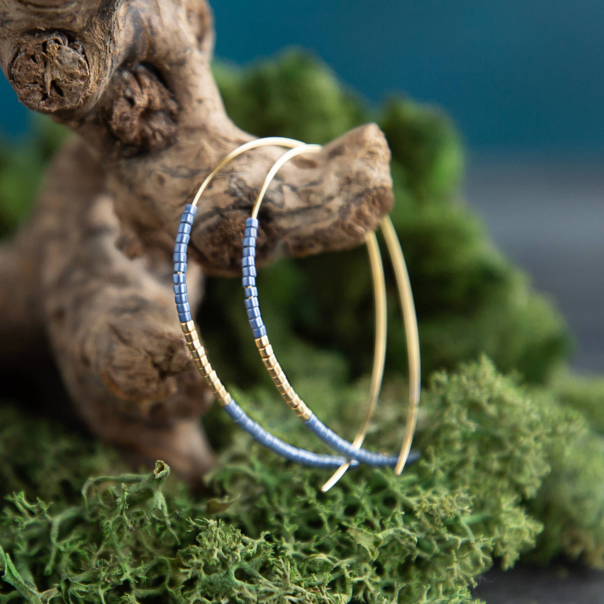 Norah Earrings-Cornflower | Beaded Threader Earrings