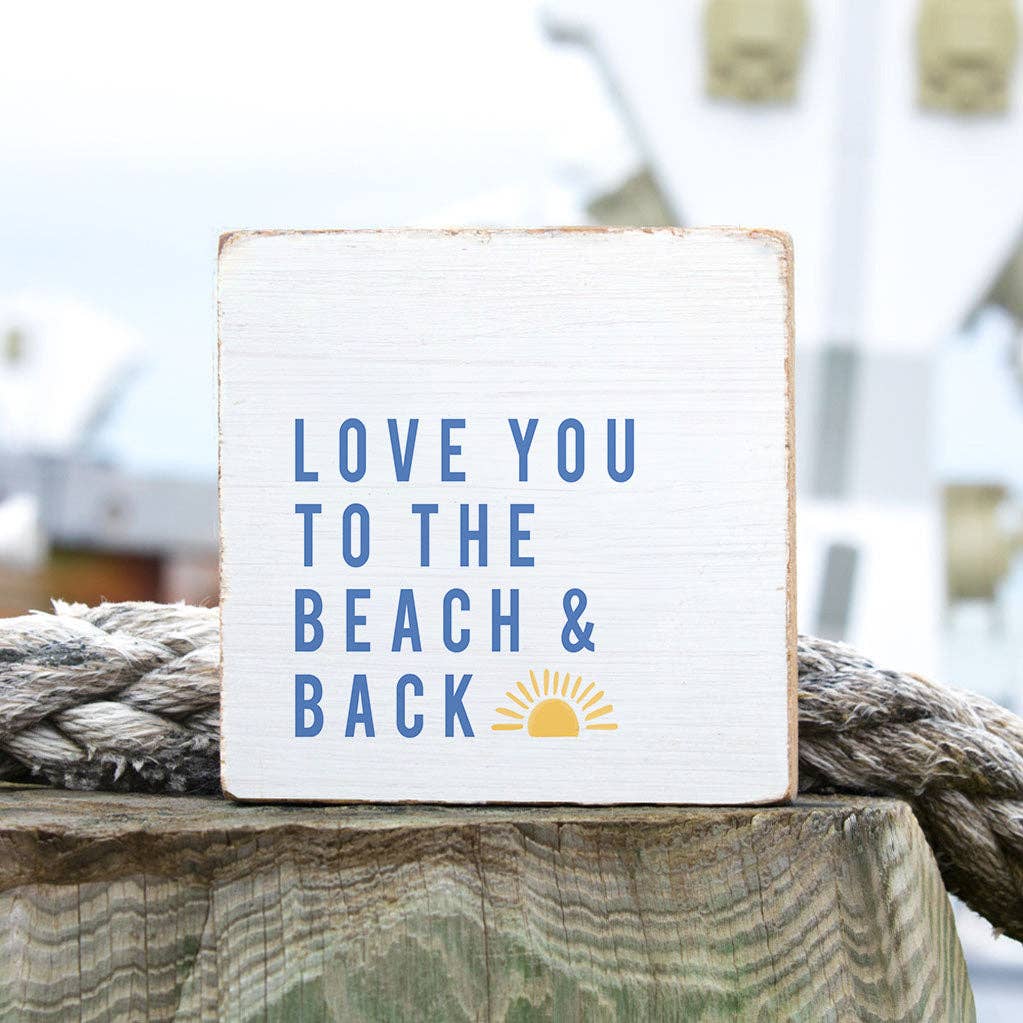 Love You To The Beach Sunset Block Sign | Coastal Decor