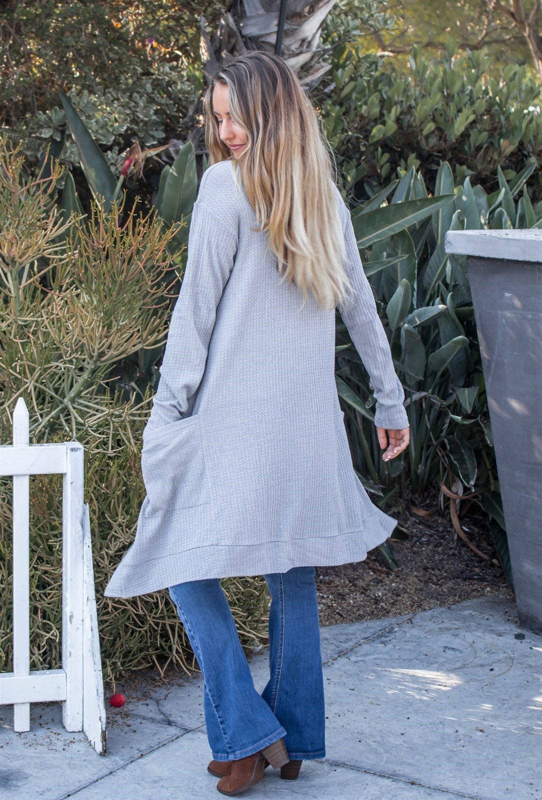 Waffle Knit Pocket Scarlet Cardigan | S-3X