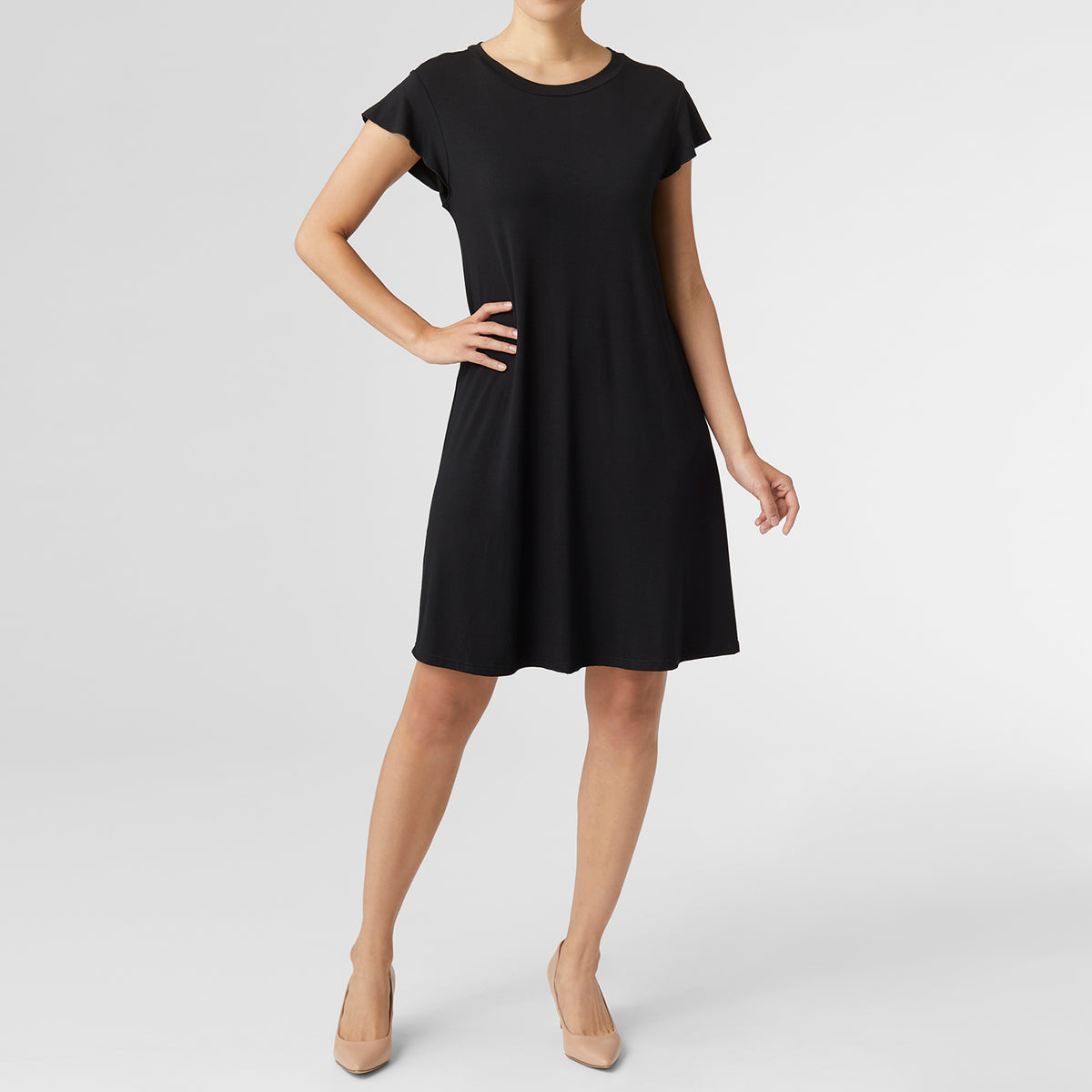 Francis Flutter Sleeve Black Dress