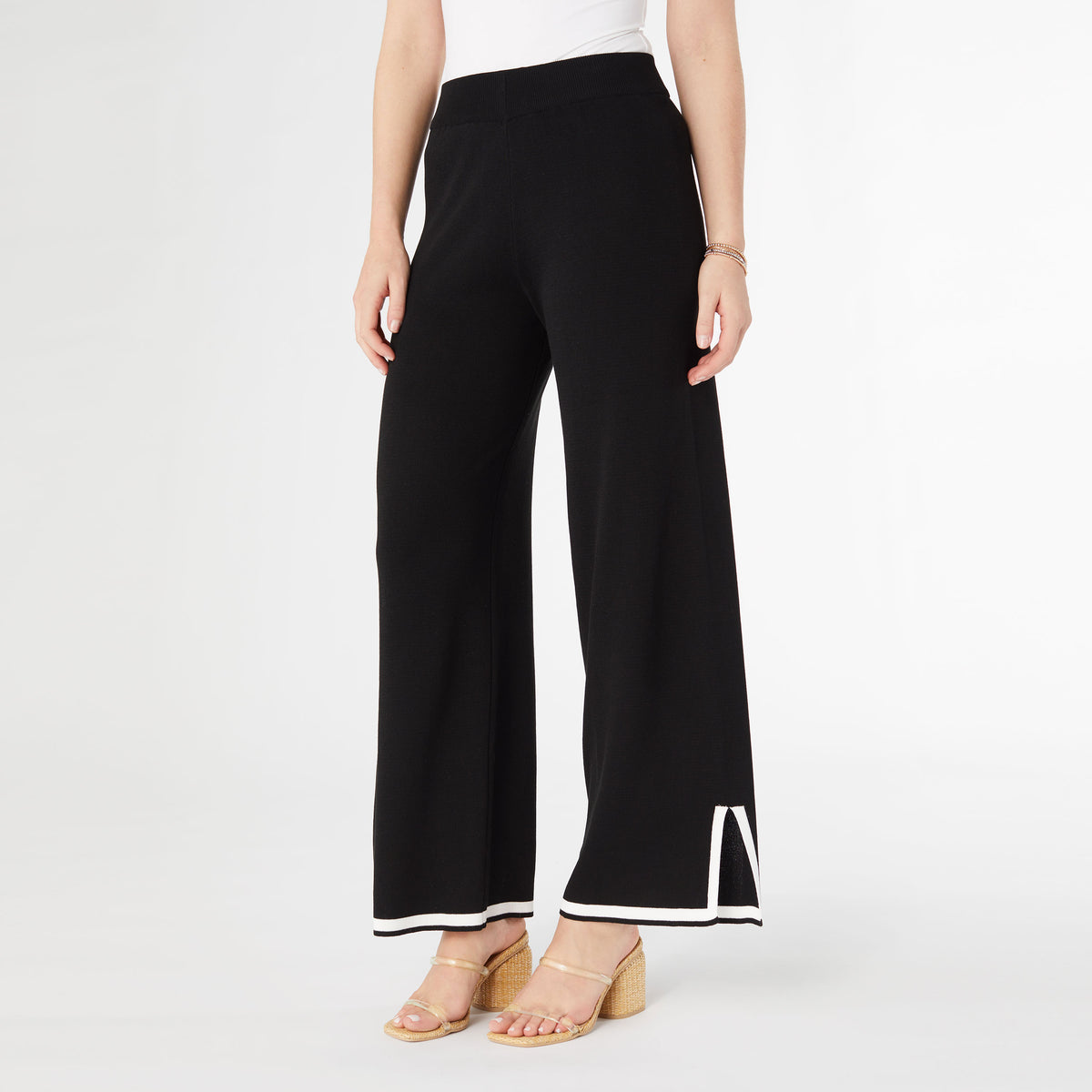 Seine Black Knit Border Trim Pant
