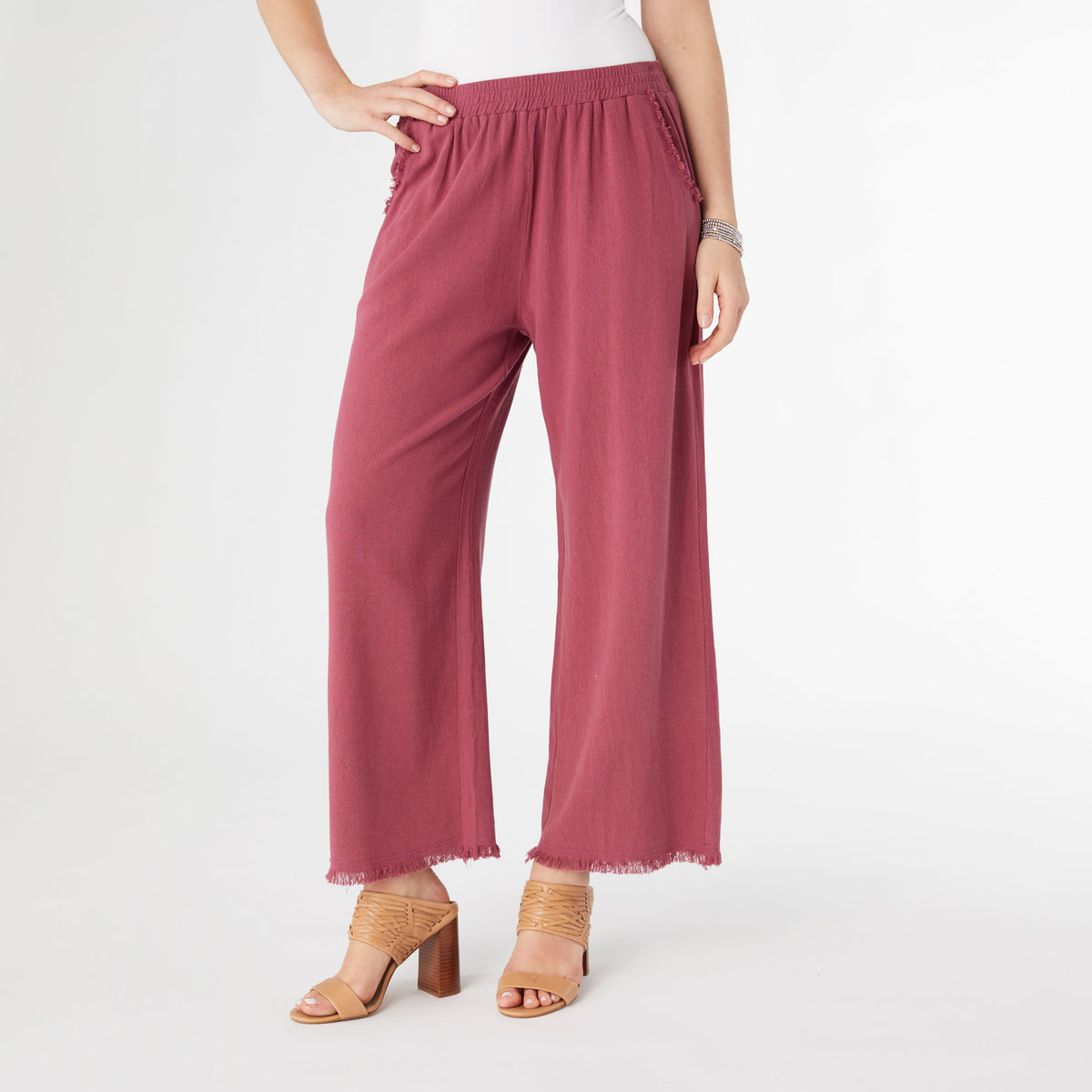 River Flowy Rose Wine Pant with Side Pockets