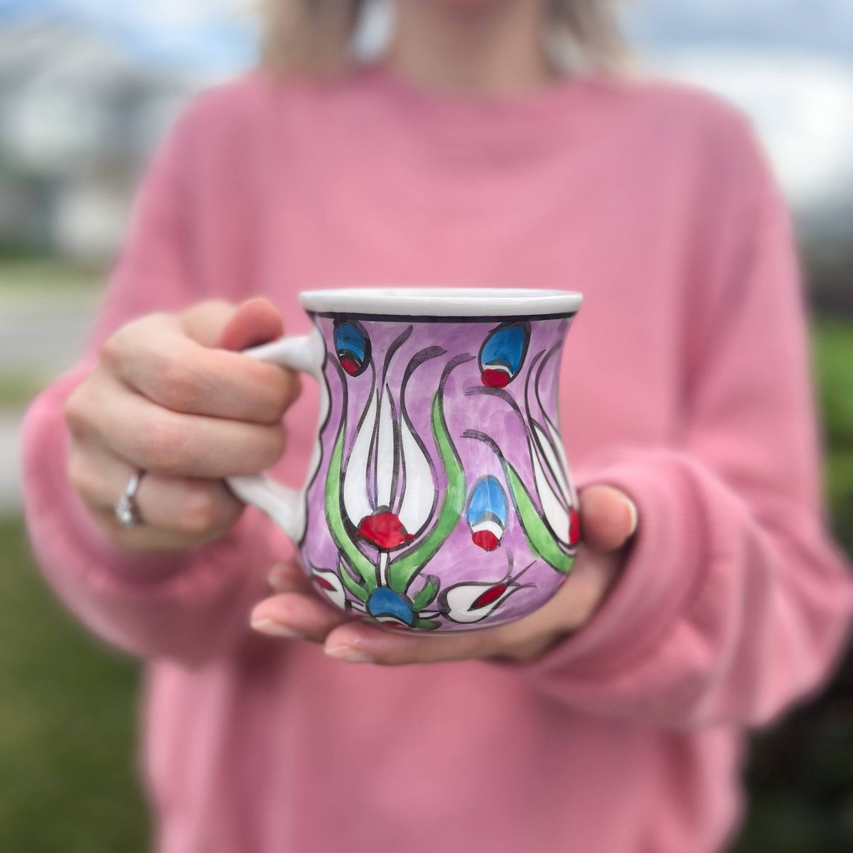 Hand Painted Ceramic Mugs, Coffee Mugs, Floral Handmade Mug