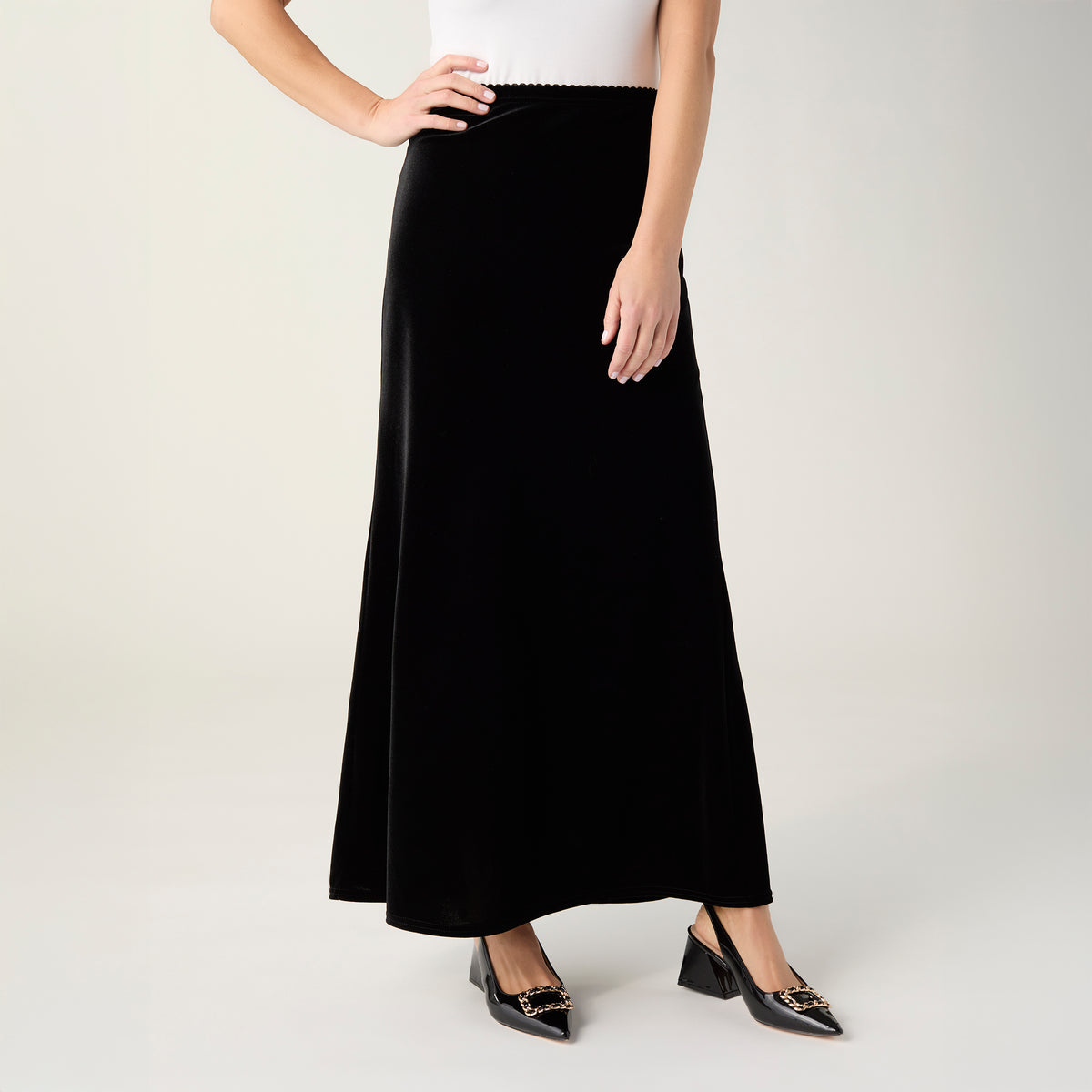 Carmen Long Velour Skirt - Black S/M