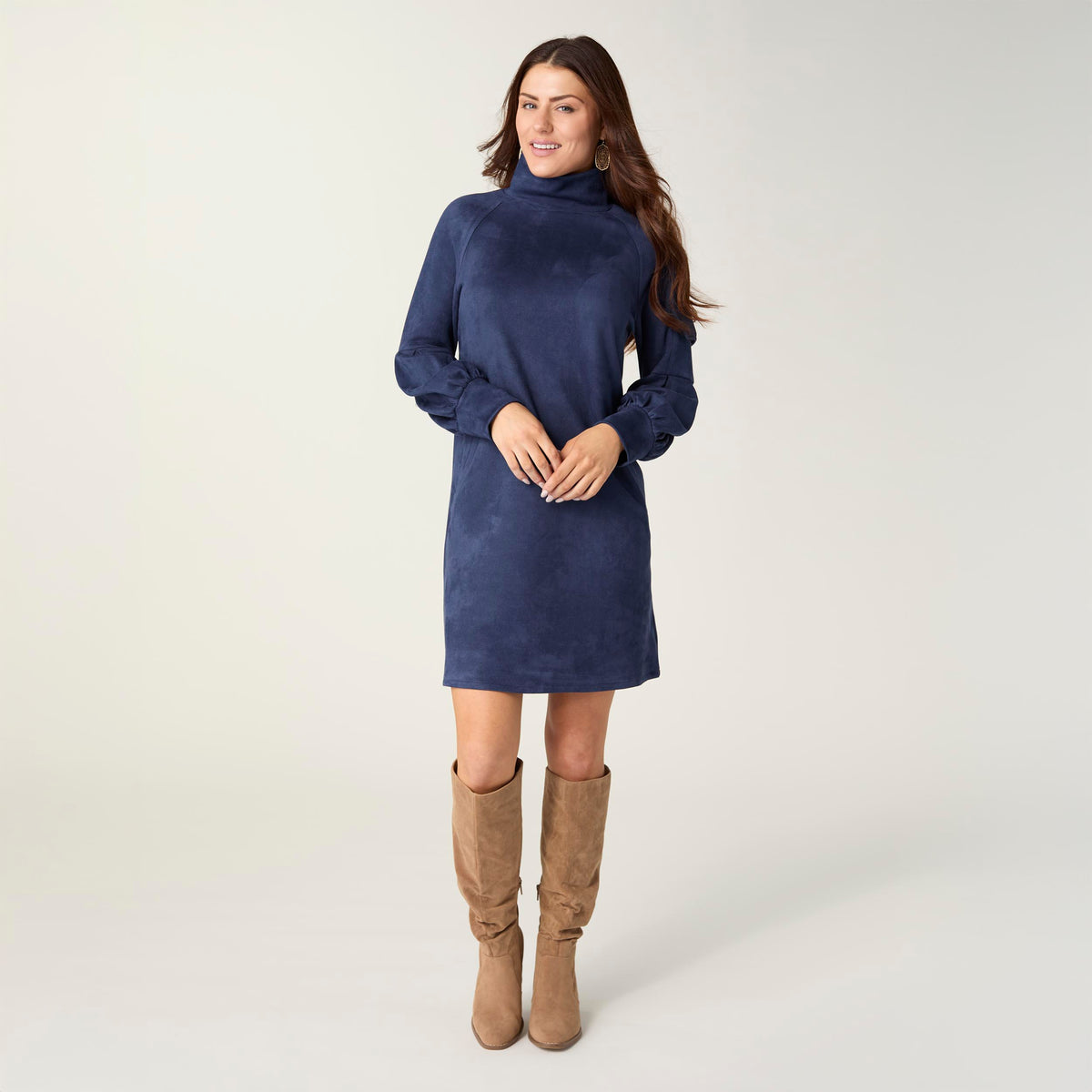 L/XL - Charlee Faux Suede Pleated Sleeve Dress...