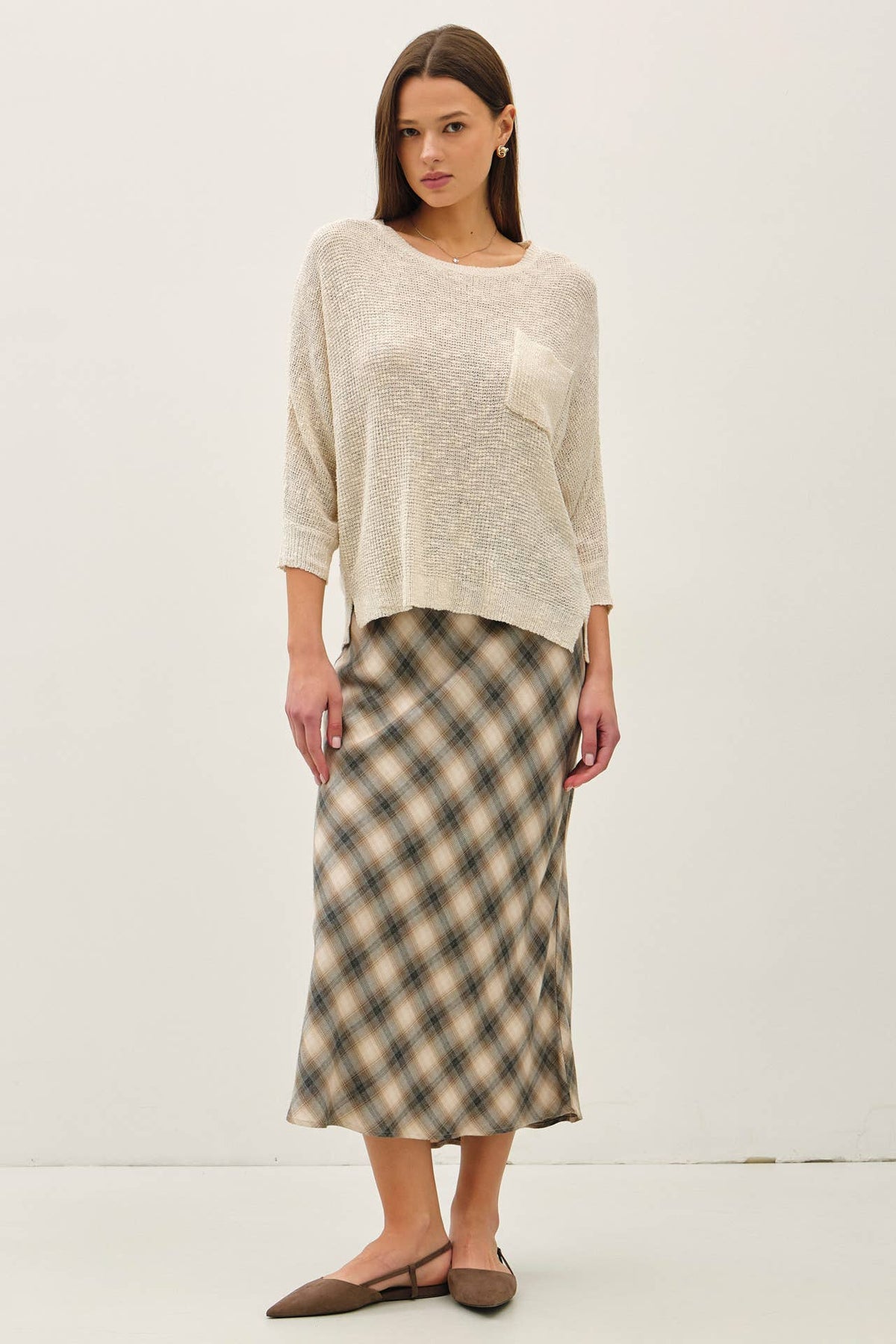 NEW COLOR-FRONT POCKET DOLMAN LONG SLEEVE KNIT SWEATER