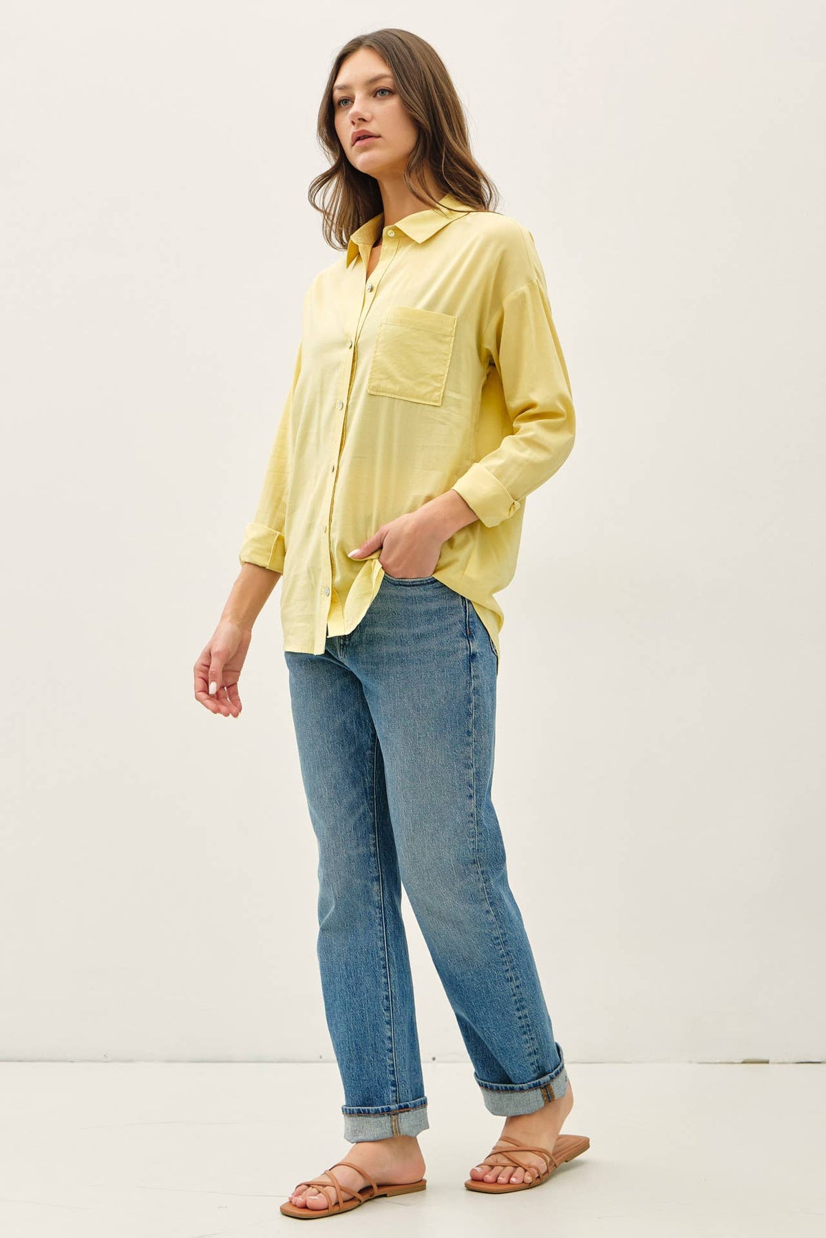 COTTON BLEND LIGHTWEIGHT OVERSIZED CLASSIC SHIRT