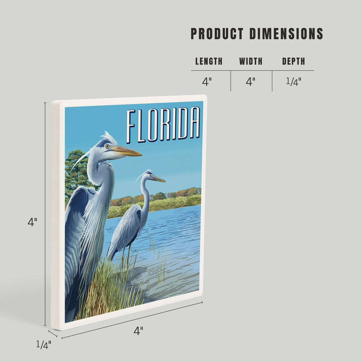 CERAMIC COASTER Florida, Blue Herons in grass
