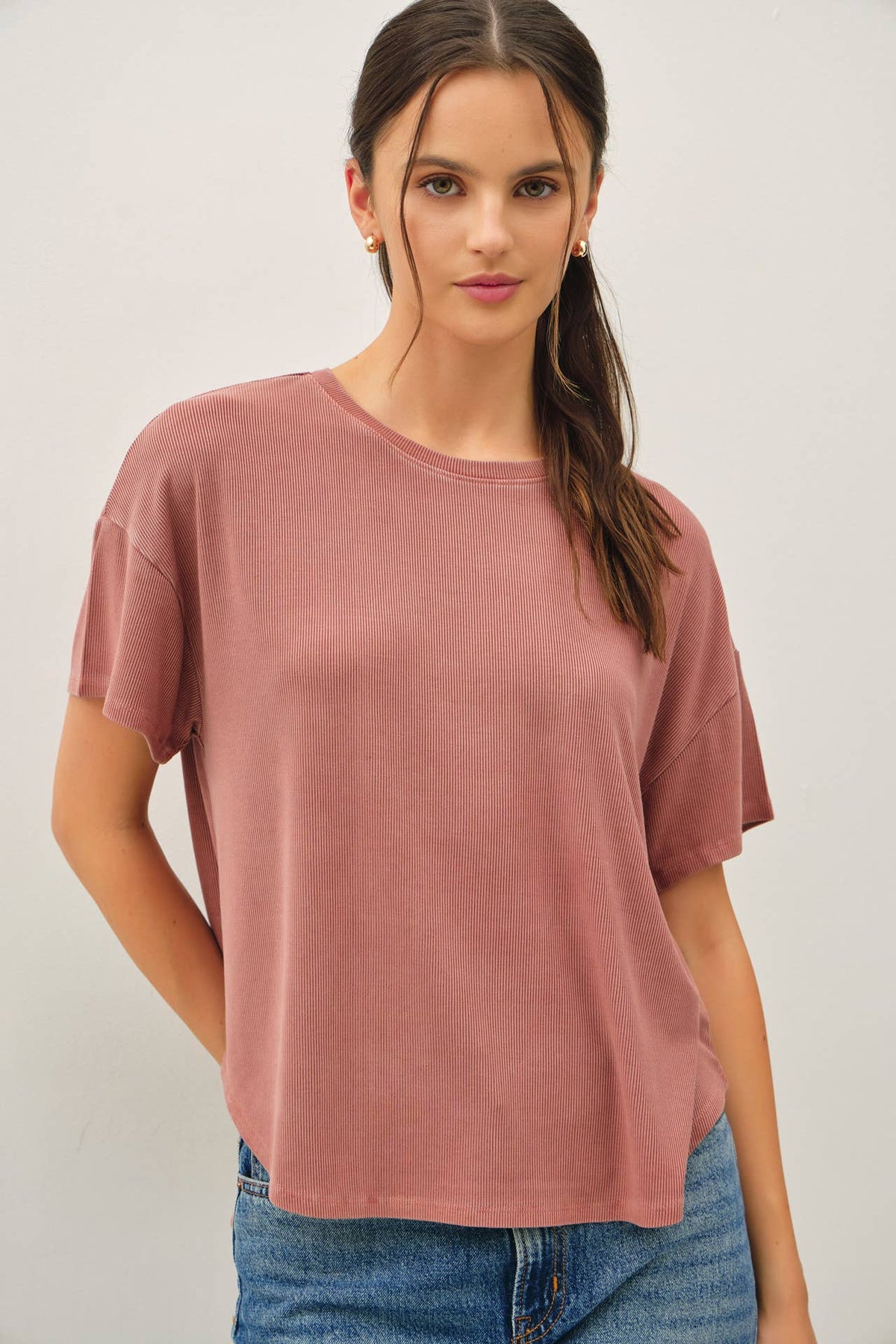 GARMENT DYE RIBBED BOXY FIT T-SHIRT