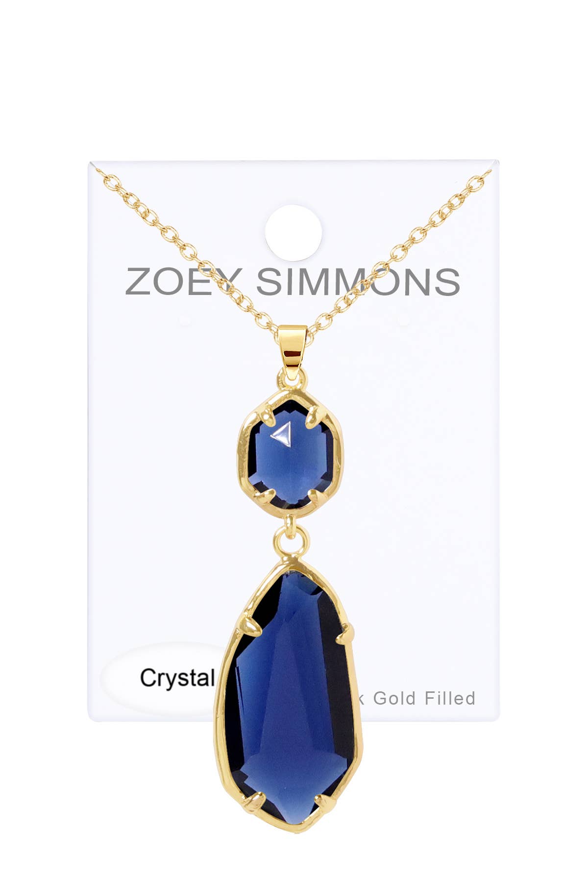 London Blue Crystal Hanging Pendant Necklace - GF