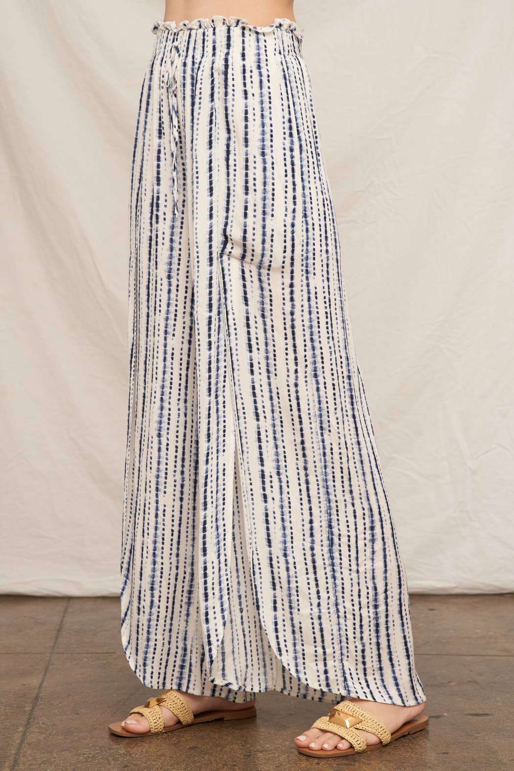 Front Slit Striped Pants