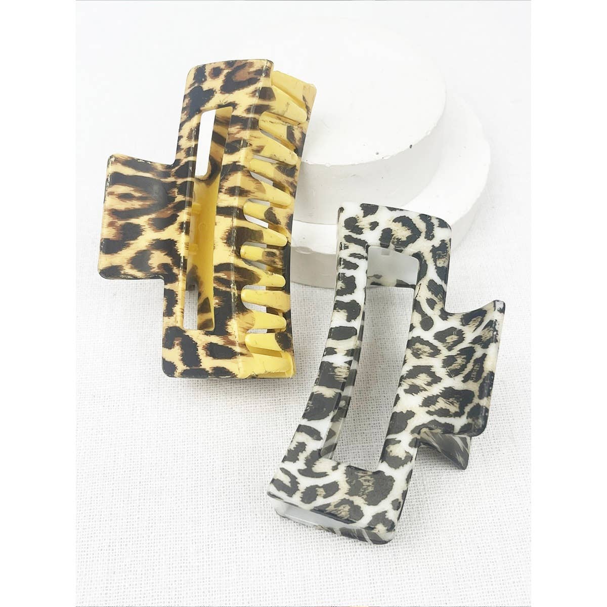 Leopard Pattern Rectangle Hair Clips