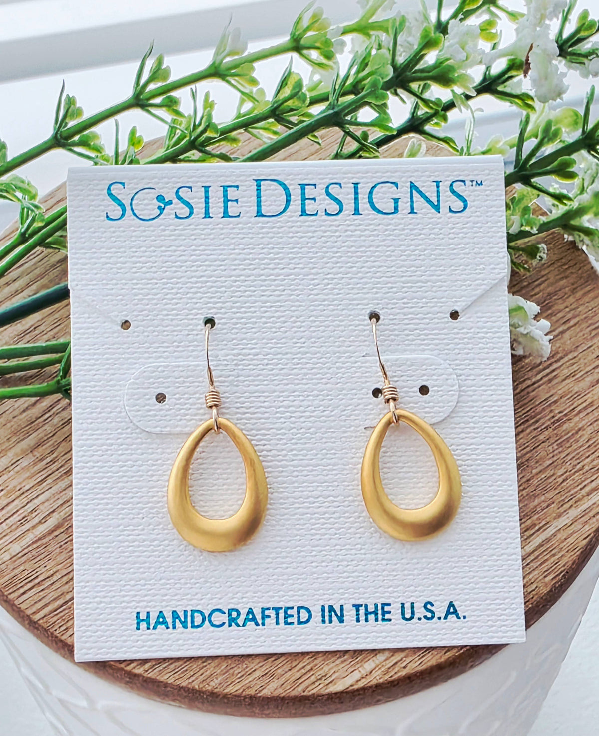 Matte Gold Open Teardrop Earrings
