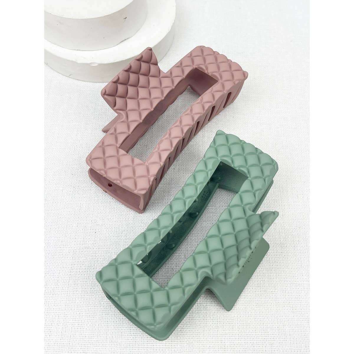Matte Embossed Cut Out Rectangle Hair Clips