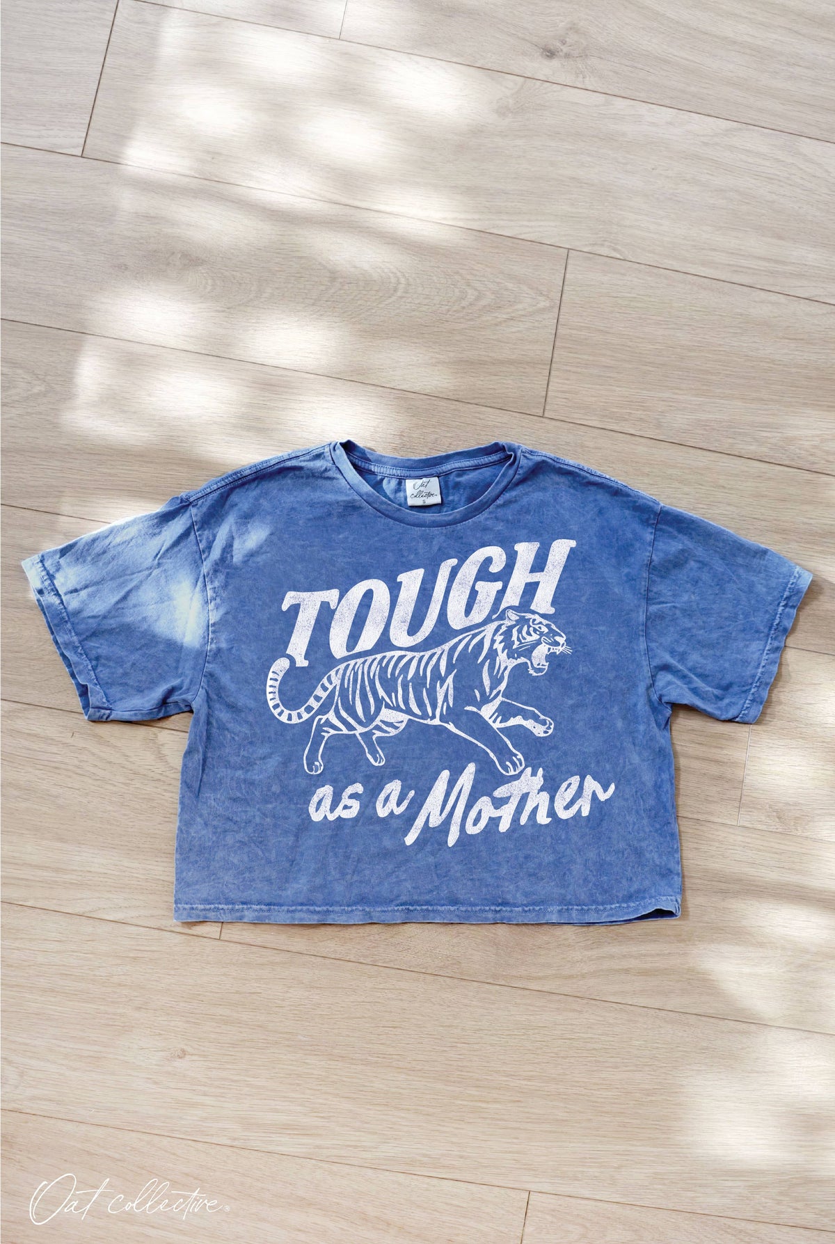 TOUGH AS A MOTHER Cropped Mineral Graphic Top