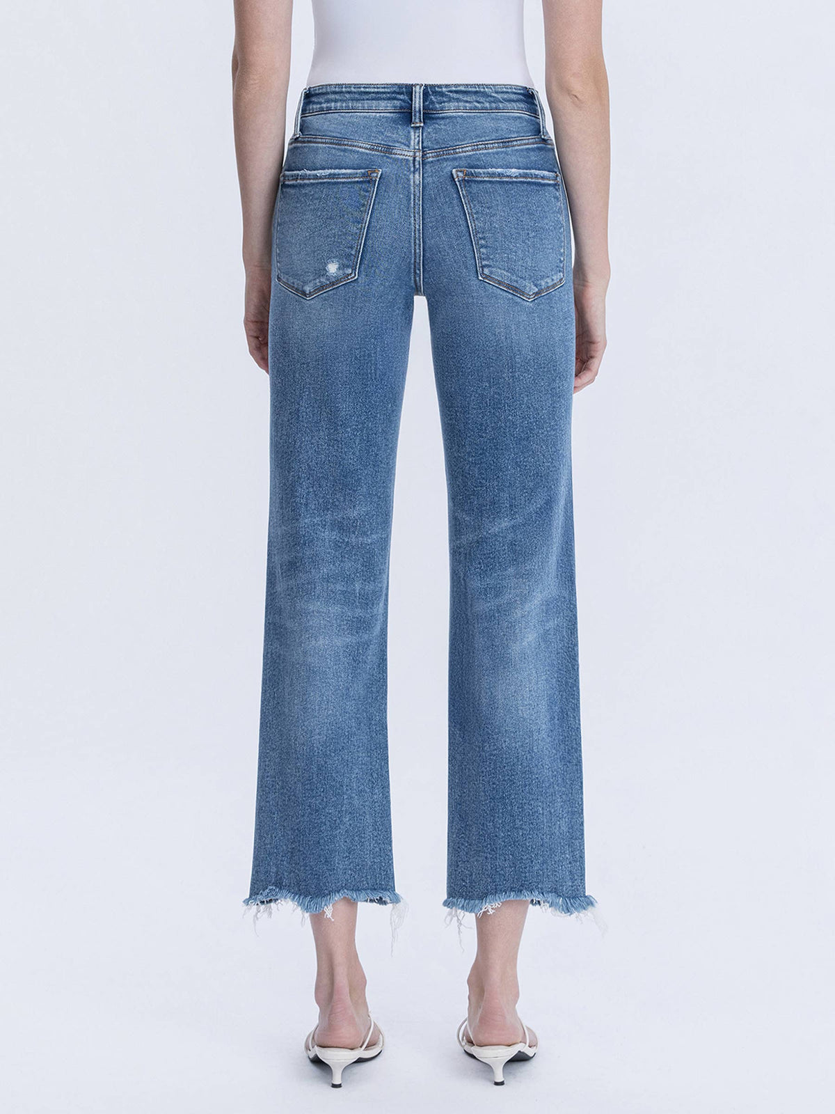 Vervet High Rise Frayed Hem Crop Straight Jeans