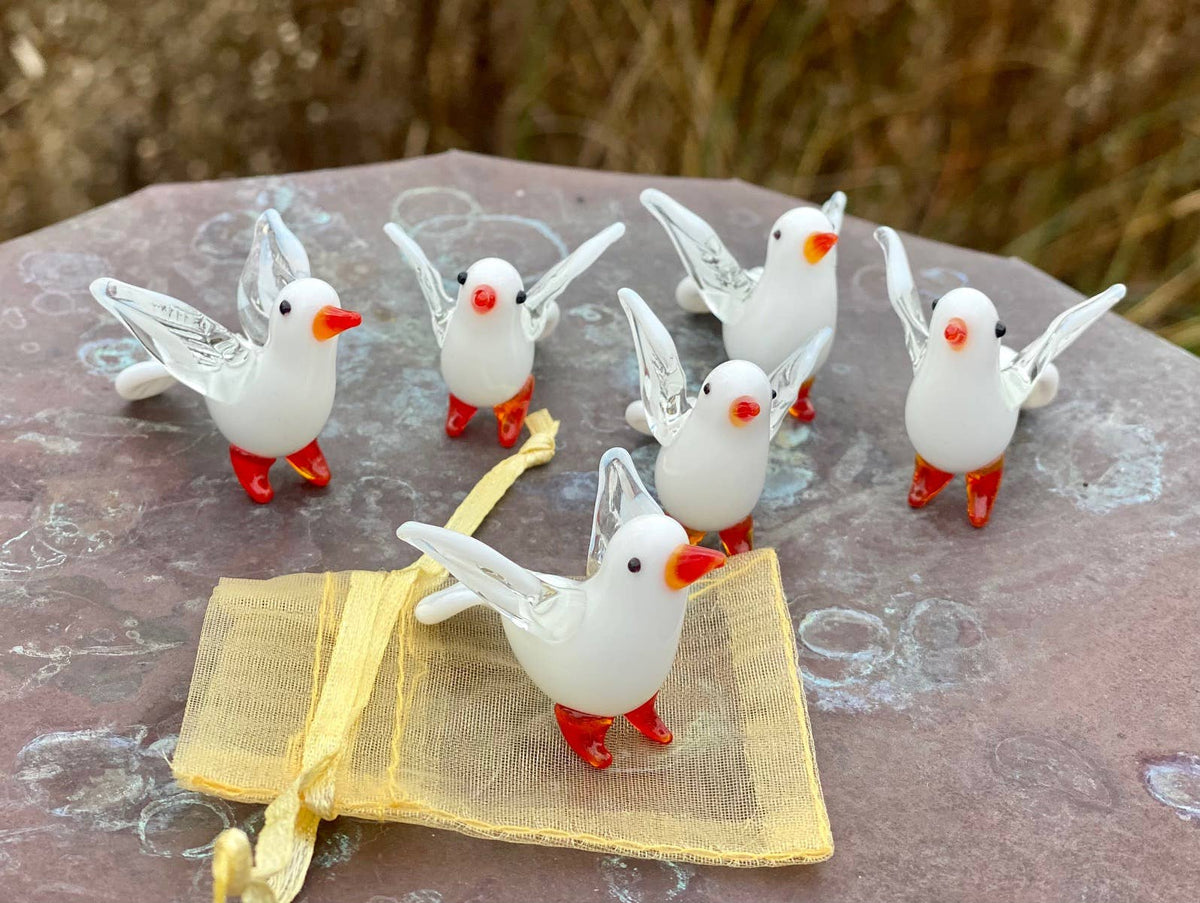 Glass Dove Sitter Miniature Collectible Figurine