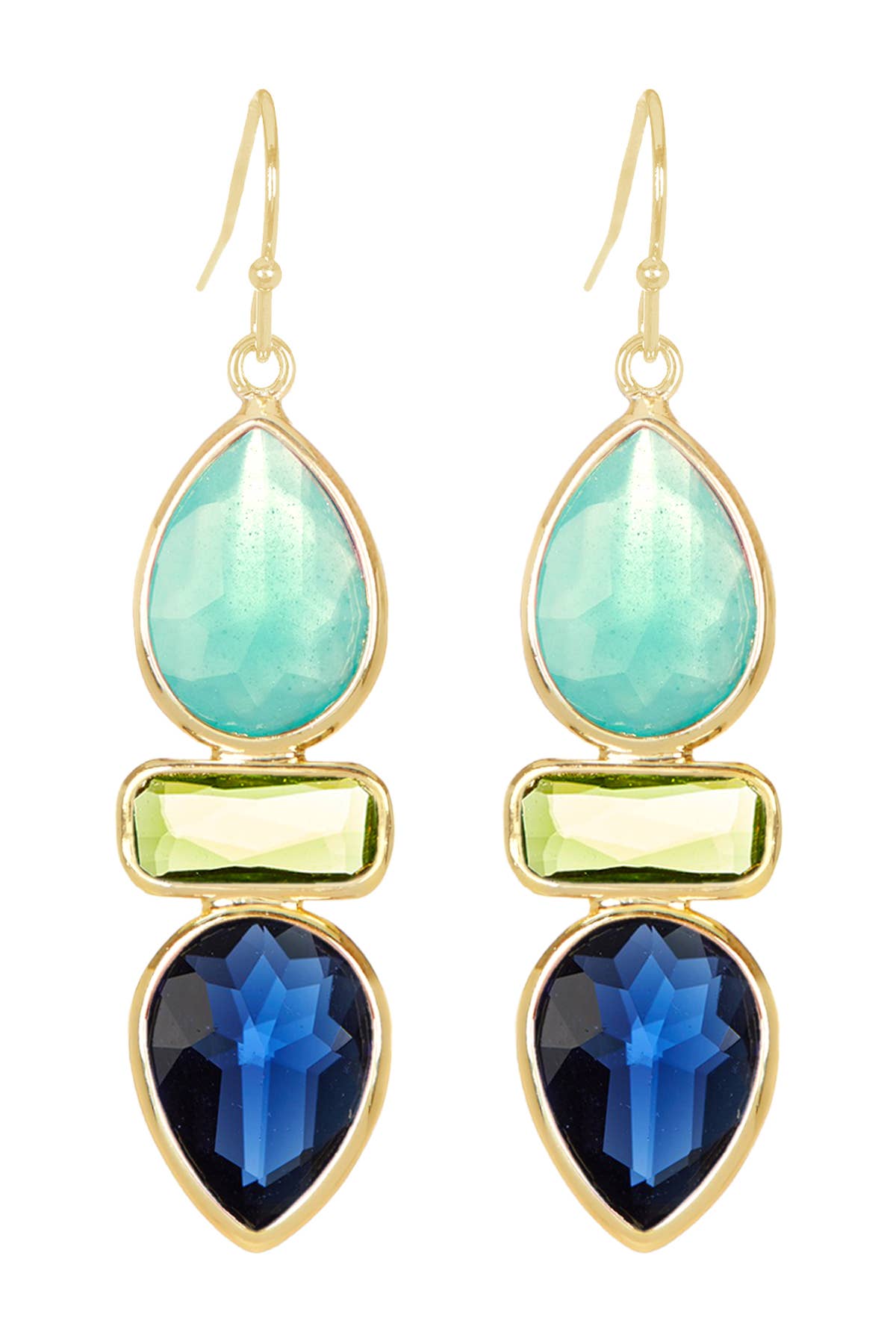 Amazonite Crystal & Mixed Crystal Drop Earrings - GF
