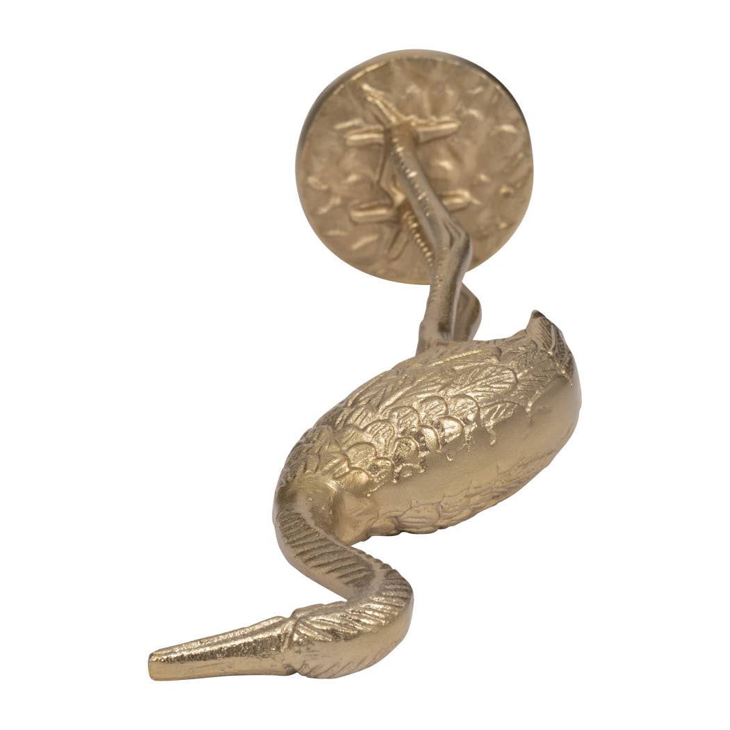 Metal Standing Crane Gleaming Finish Figurine - Gold, 16 in.