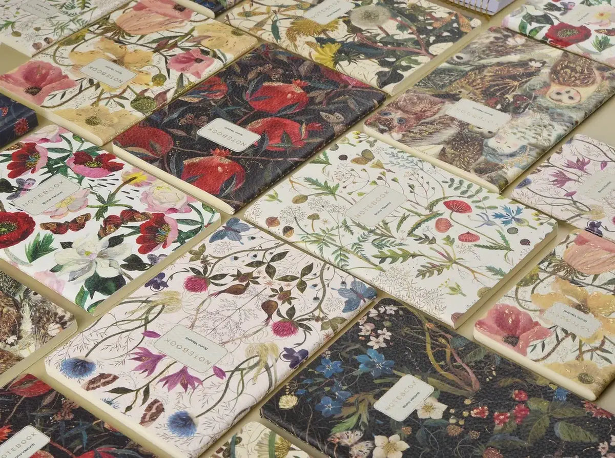 Vegan Leather A5 Notebook - Symmetrical Flora