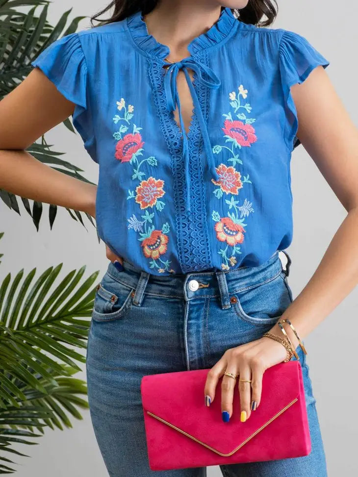 Tie Embroidered Blouse