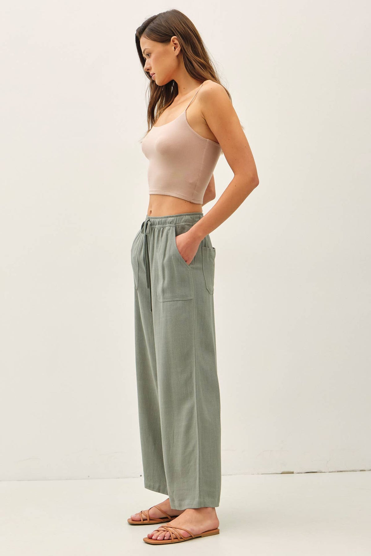 LINEN WIDE-LEG PANTS